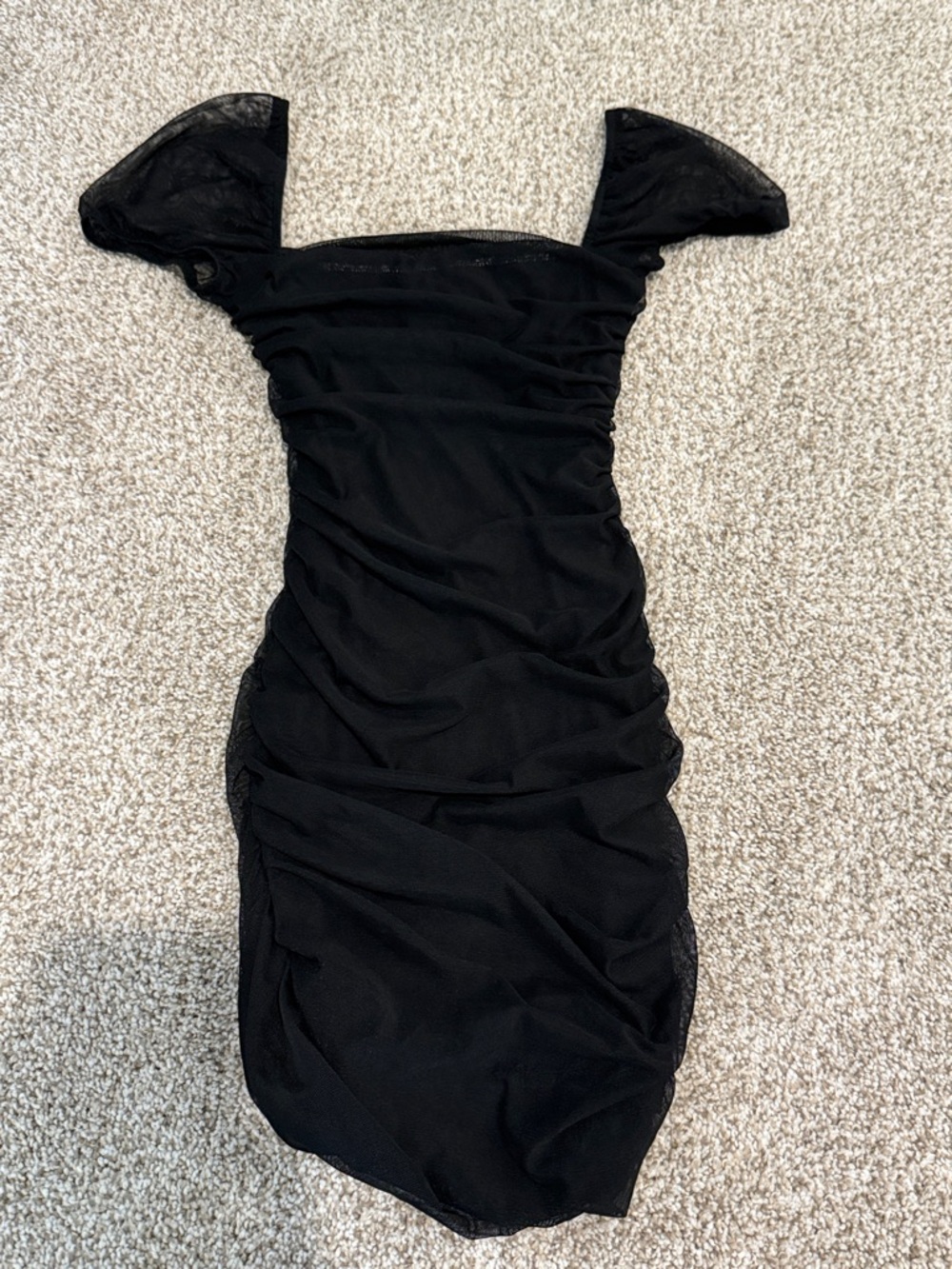 Princess Polly Black Ruched Off-Shoulder Mini Dress